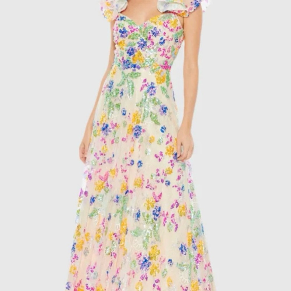 Mac Duggal Cream Sweetheart Maxi Dress